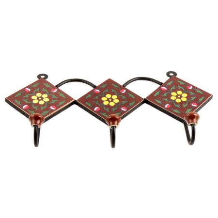 Brown Yellow Flower Tiles Hook
